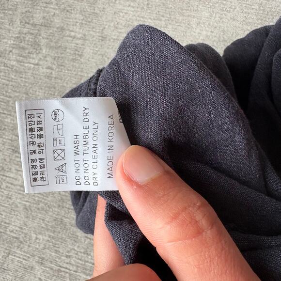 Black Vintage Washed Linen Midi Skirt - Picture 5 of 5